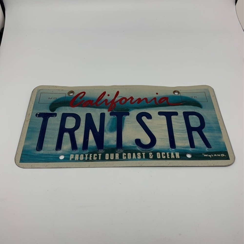 EXPIRED California WYLAND WHALE TAIL License Plate Protect Coast Ocean TRNTSTR‎